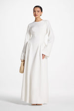 Lace Up Back Maxi Dress - White