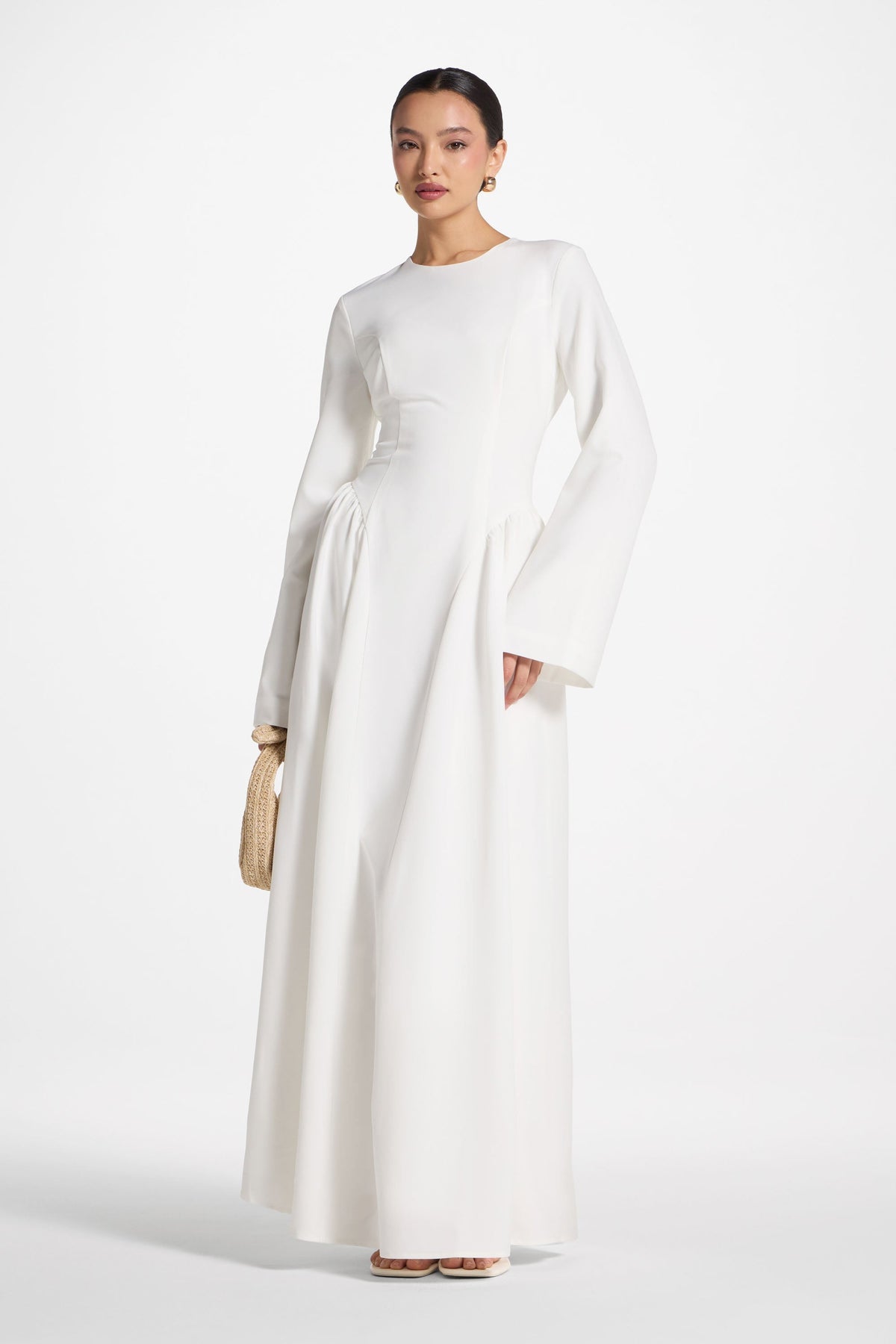 Lace Up Back Maxi Dress - White