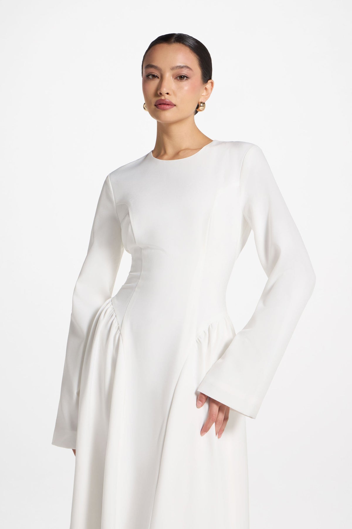 Lace Up Back Maxi Dress - White