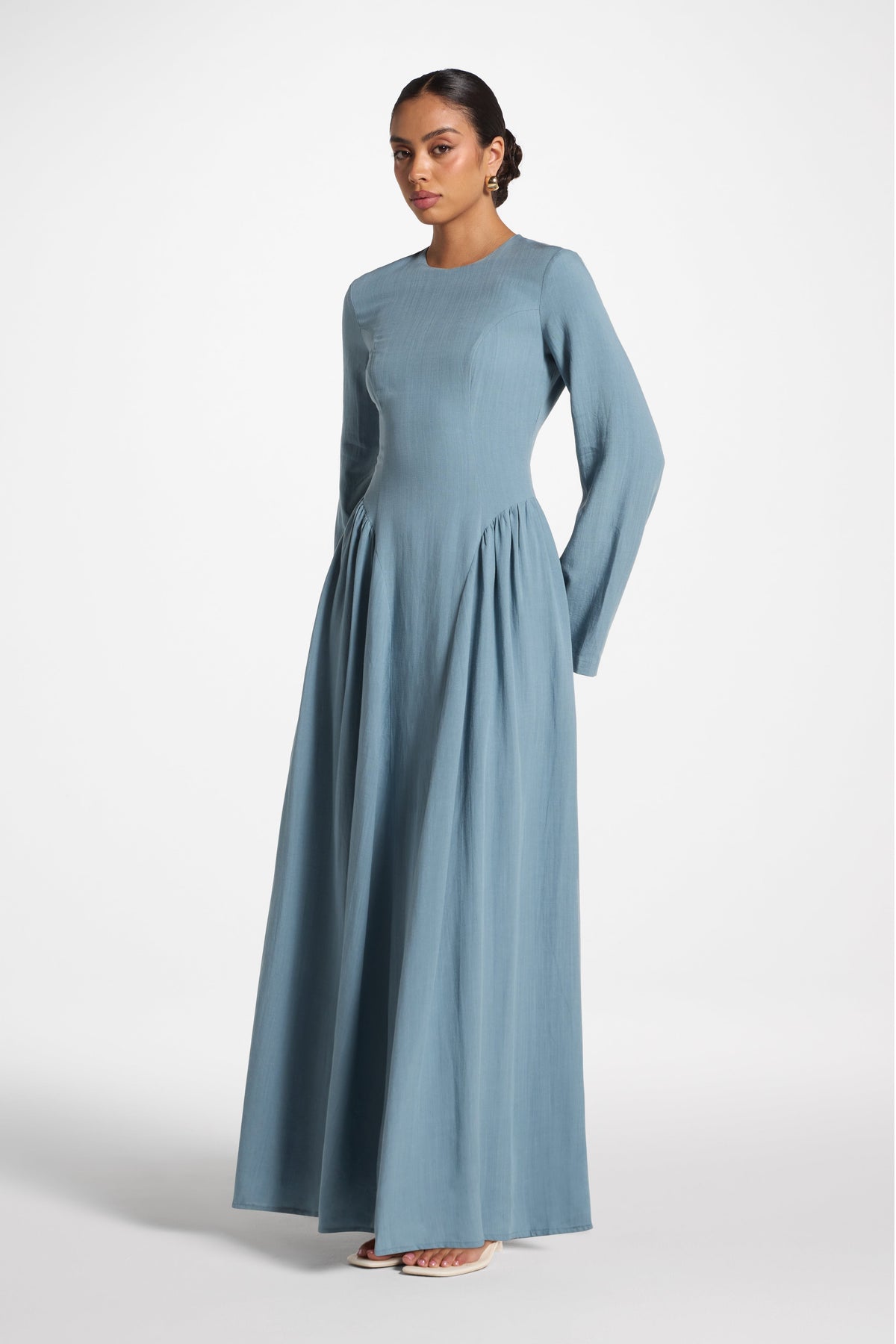 Lace Up Back Tencel Maxi Dress - Denim