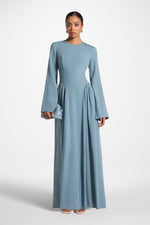 Lace Up Back Tencel Maxi Dress - Denim
