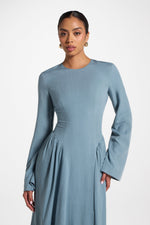 Lace Up Back Tencel Maxi Dress - Denim