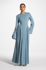 Lace Up Back Tencel Maxi Dress - Denim