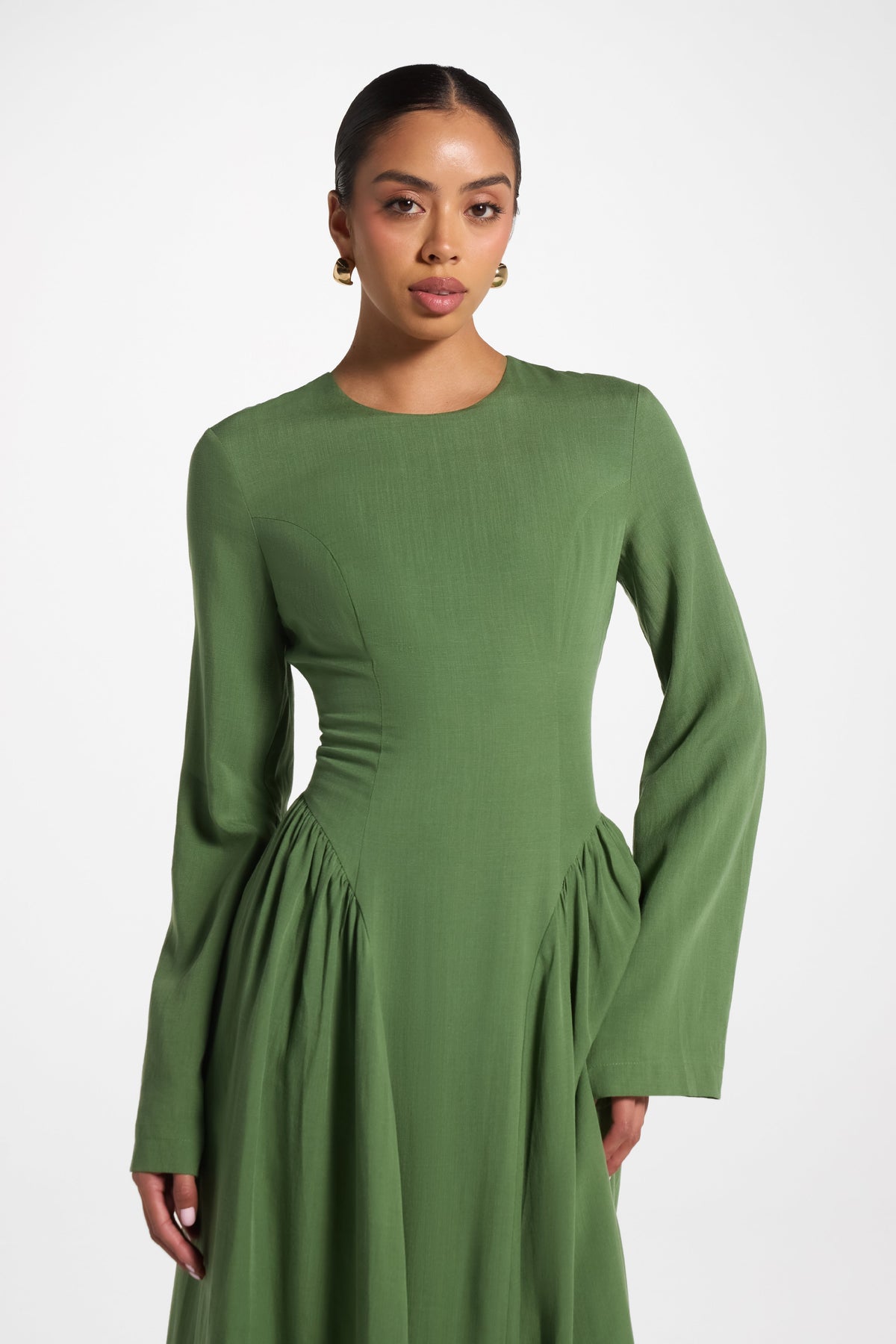 Lace Up Back Tencel Maxi Dress - Green