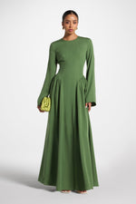 Lace Up Back Tencel Maxi Dress - Green