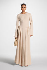 Lace Up Back Tencel Maxi Dress - Sand