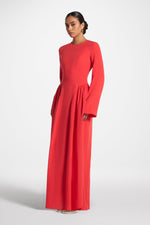 Lace Up Back Tencel Maxi Dress - Strawberry