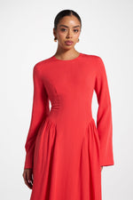 Lace Up Back Tencel Maxi Dress - Strawberry