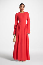 Lace Up Back Tencel Maxi Dress - Strawberry