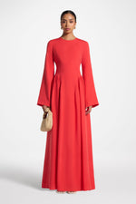 Lace Up Back Tencel Maxi Dress - Strawberry