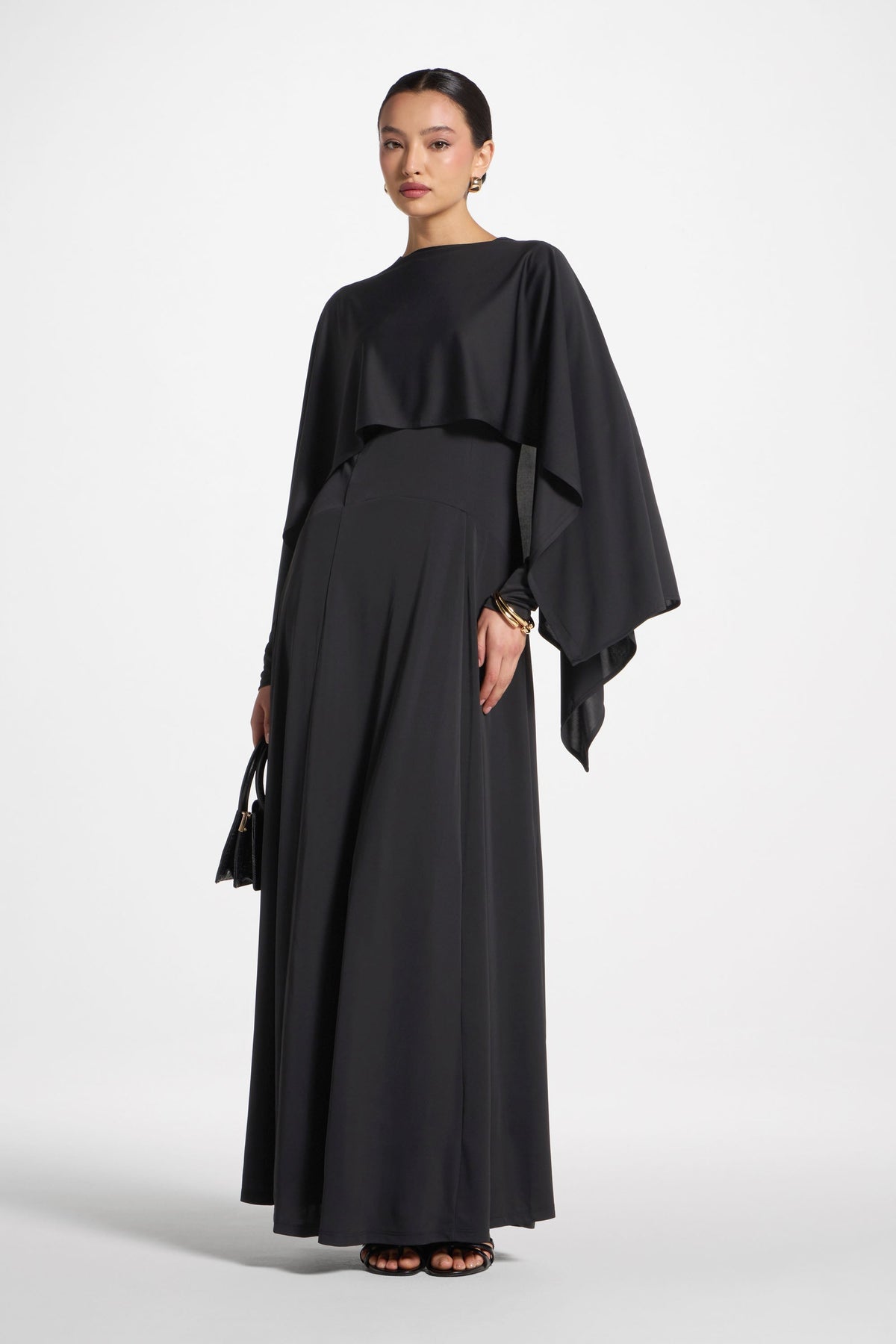 Lana Cape Maxi Dress - Black