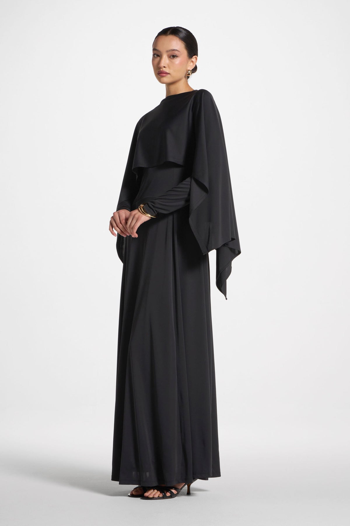 Lana Cape Maxi Dress - Black