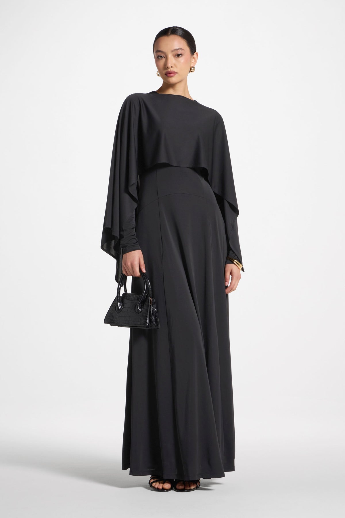 Lana Cape Maxi Dress - Black