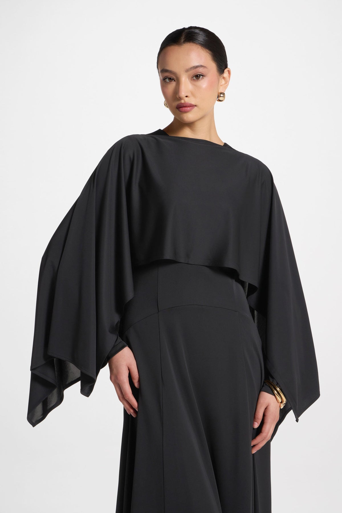 Lana Cape Maxi Dress - Black