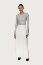 Linen A-Line Maxi Skirt - White