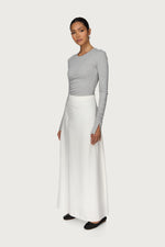 Linen A-Line Maxi Skirt - White