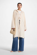 Linen Tie Front Top - Off White