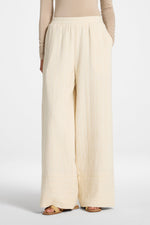 Cotton Linen Wide Leg Pants - Natural