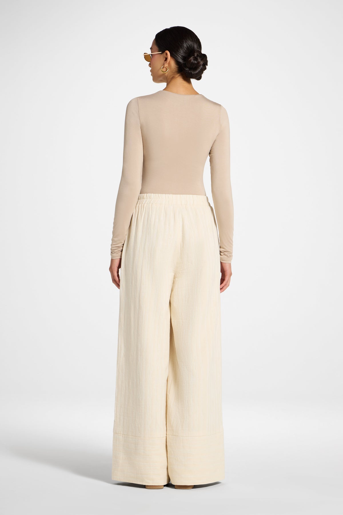 Cotton Linen Wide Leg Pants - Natural