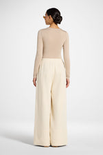 Cotton Linen Wide Leg Pants - Natural