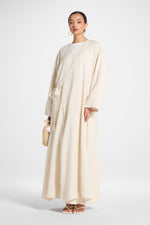 Linen Wrap Abaya Dress - Heather Beige