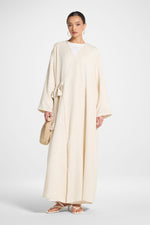 Linen Wrap Abaya Dress - Heather Beige