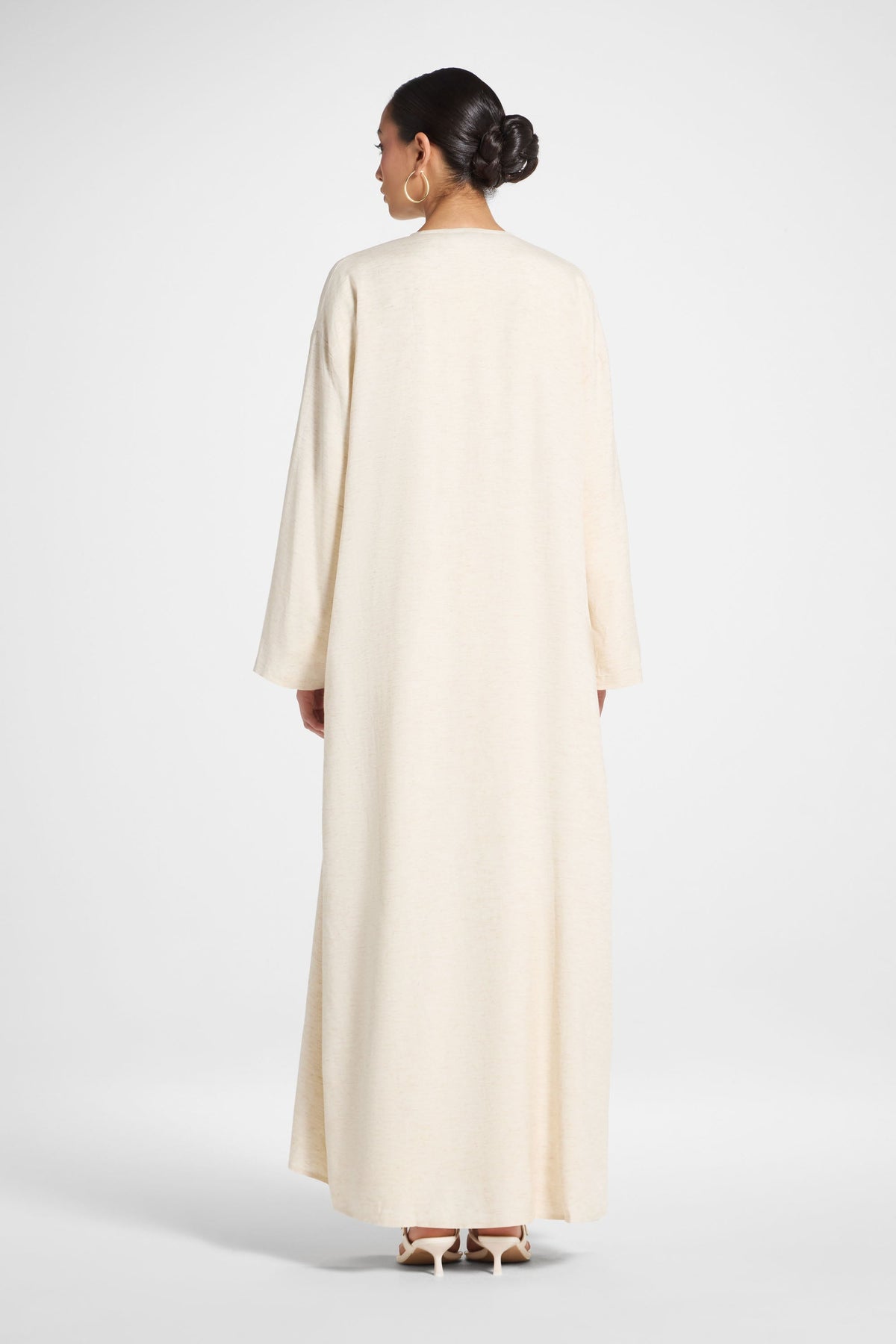 Linen Wrap Abaya Dress - Heather Beige