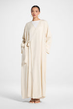 Linen Wrap Abaya Dress - Heather Beige