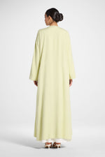 Linen Wrap Abaya Dress - Soft Lime
