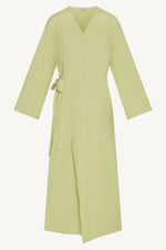 Linen Wrap Abaya Dress - Soft Lime
