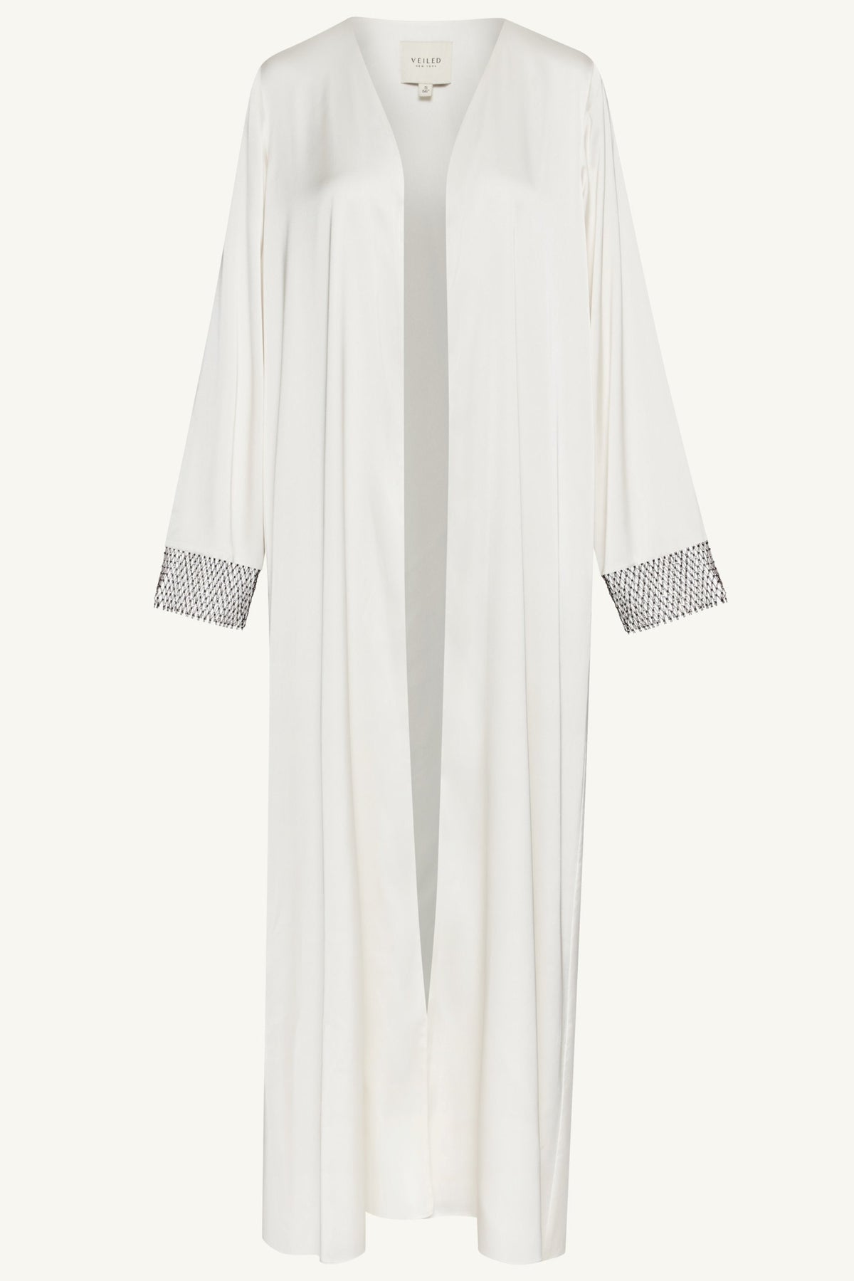 Lyana Crystal Satin Abaya - White