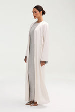 Lyana Crystal Satin Abaya - White