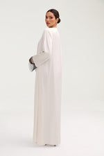 Lyana Crystal Satin Abaya - White