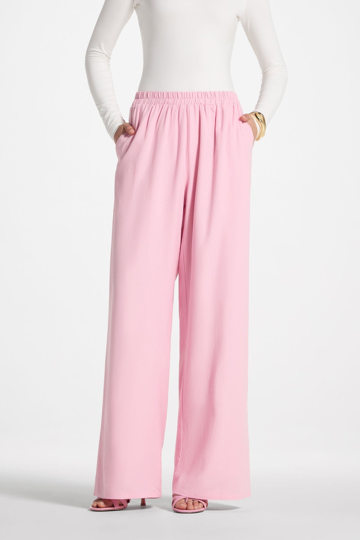 Maya Linen Matching Top & Pants Set - Pink