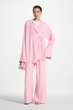 Maya Linen Matching Top & Pants Set - Pink