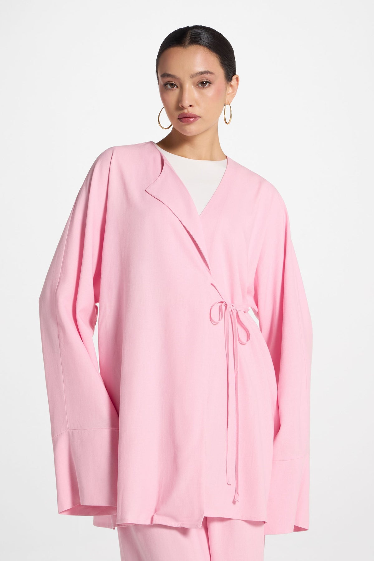 Maya Linen Matching Top & Pants Set - Pink