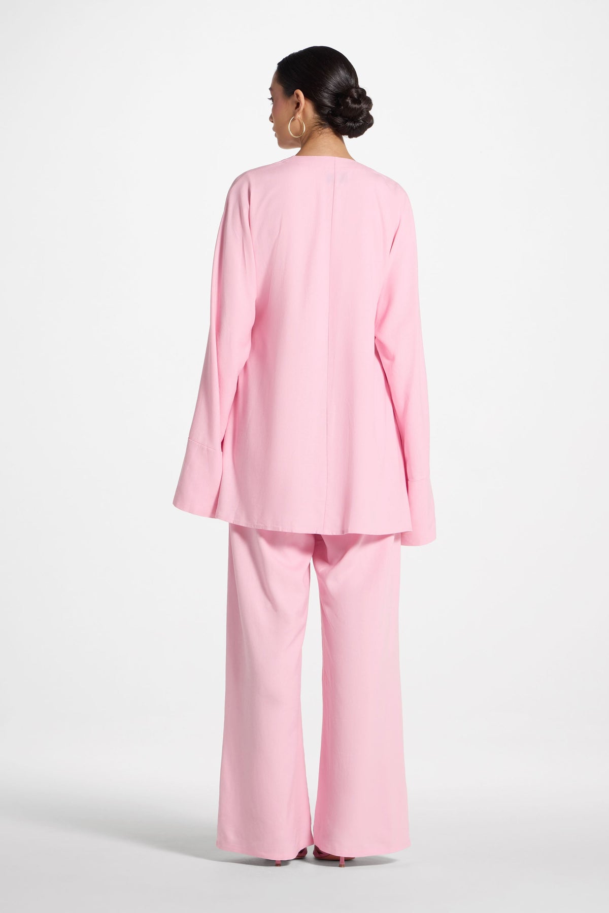Maya Linen Matching Top & Pants Set - Pink