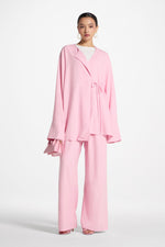 Maya Linen Matching Top & Pants Set - Pink