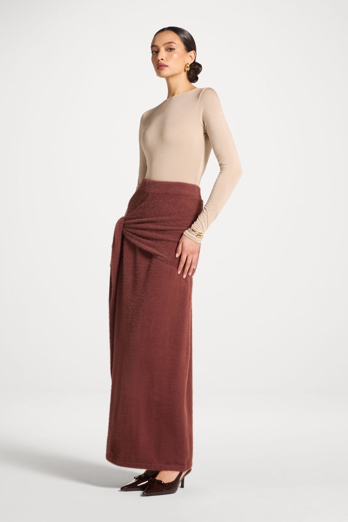 Mink Tie Front Skirt - Fig