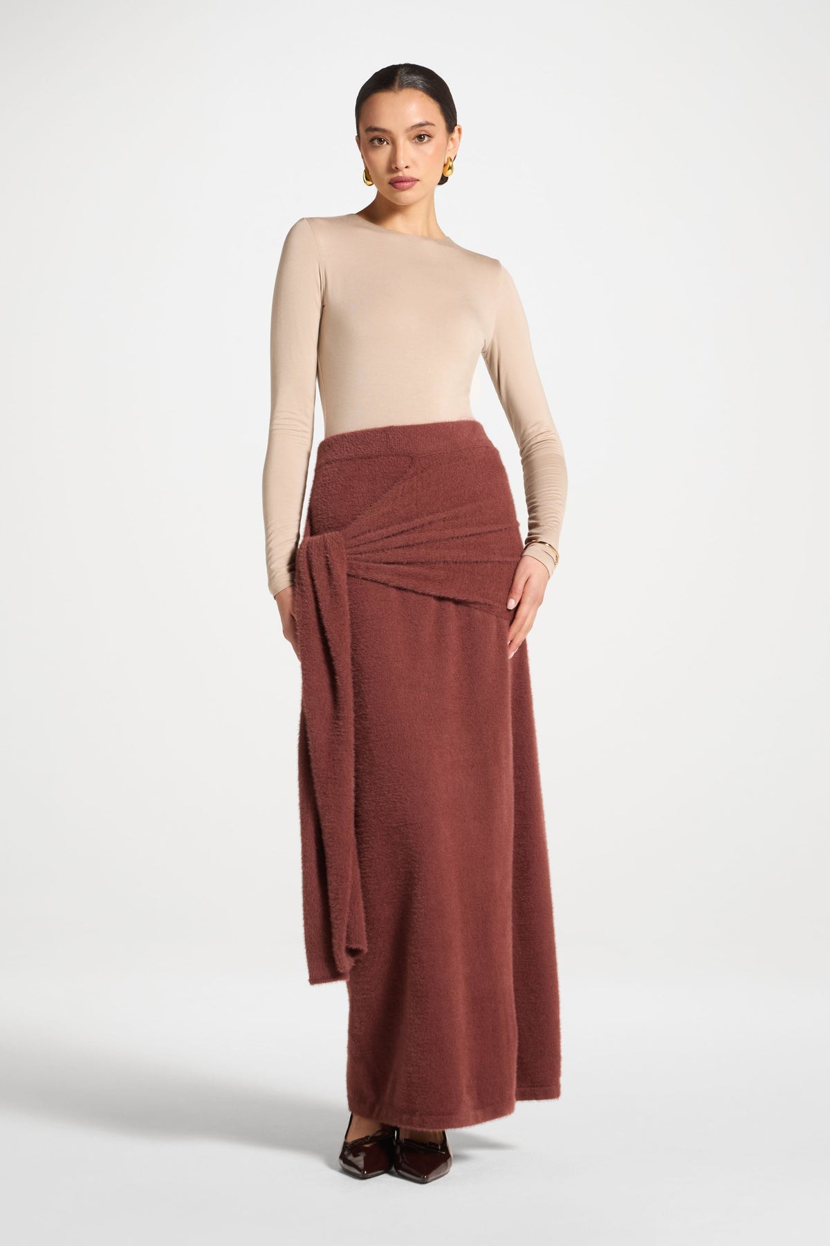 Mink Tie Front Skirt - Fig