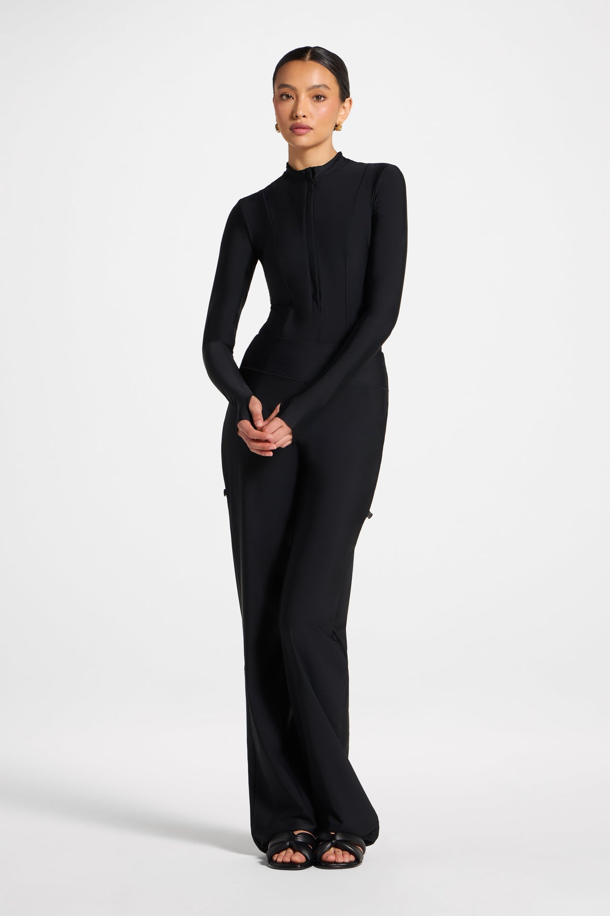 Mock Neck Swimsuit - Black