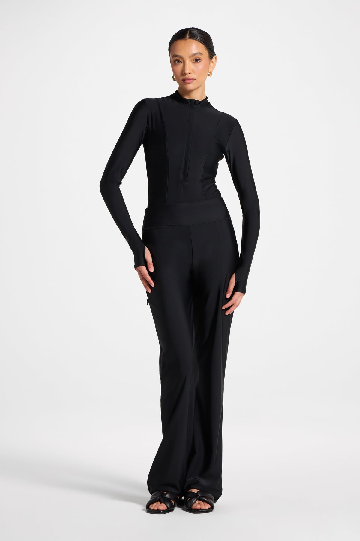 Mock Neck Swimsuit - Black