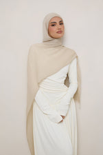 Modal Crinkle Hijab - Beige Fringe