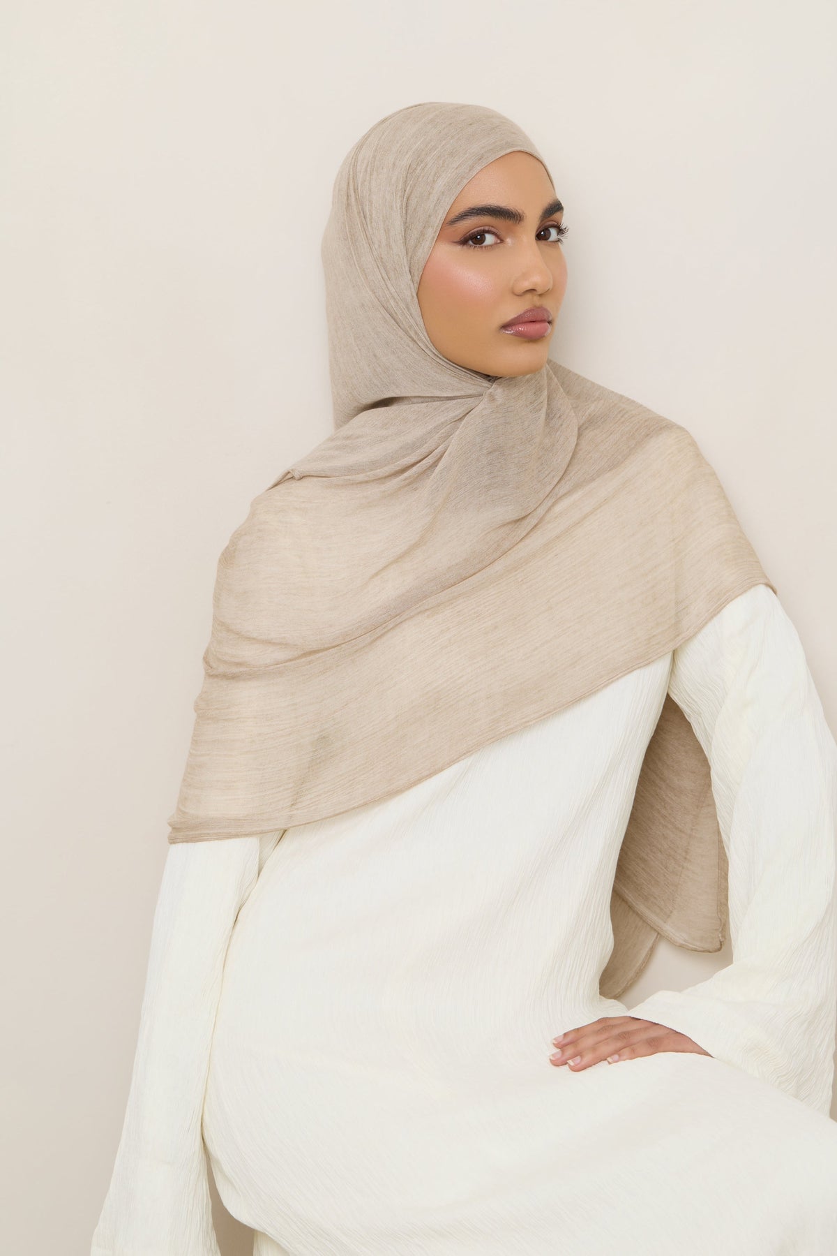 Modal Crinkle Hijab - Biscotti