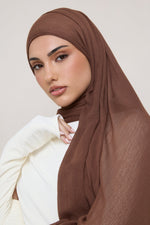 Modal Crinkle Hijab - Coffee Quartz Fringe