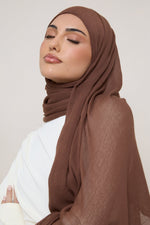 Modal Crinkle Hijab - Coffee Quartz Fringe