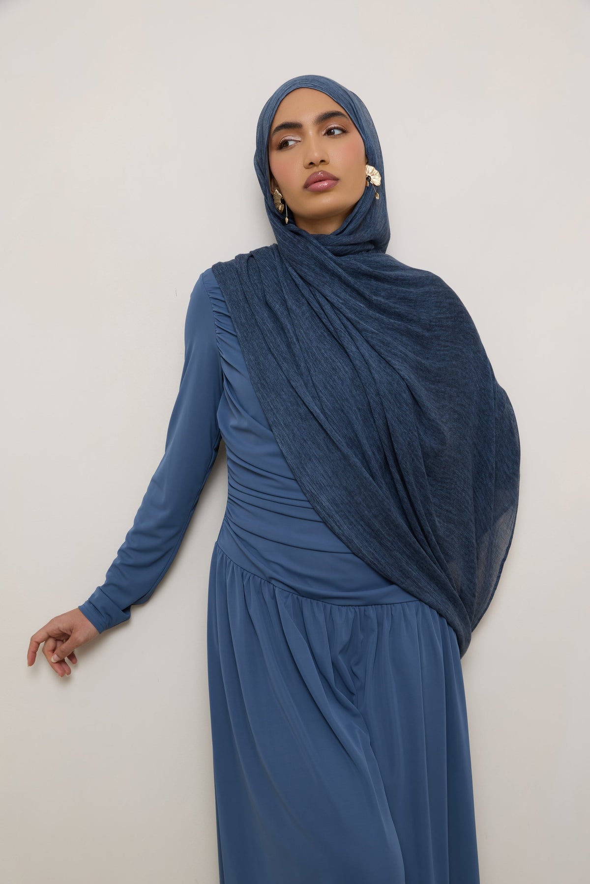 Modal Crinkle Hijab - Dark Denim
