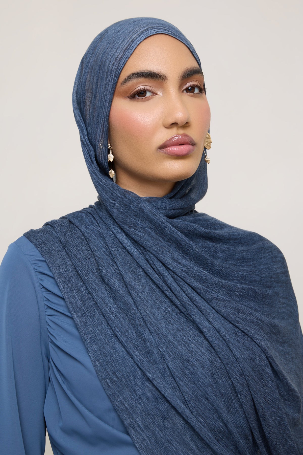 Modal Crinkle Hijab - Dark Denim