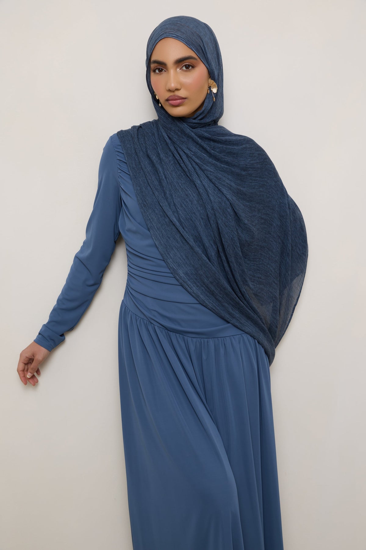 Modal Crinkle Hijab - Dark Denim