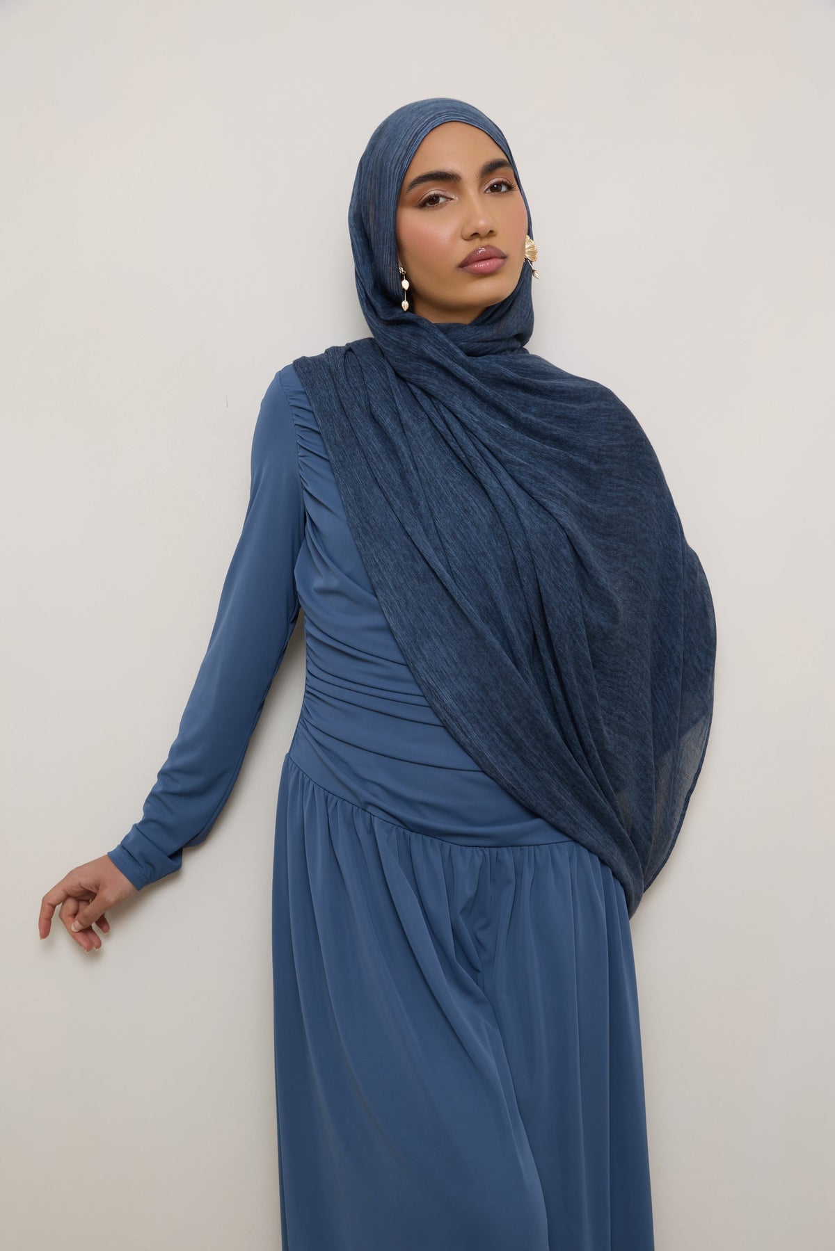 Modal Crinkle Hijab - Dark Denim